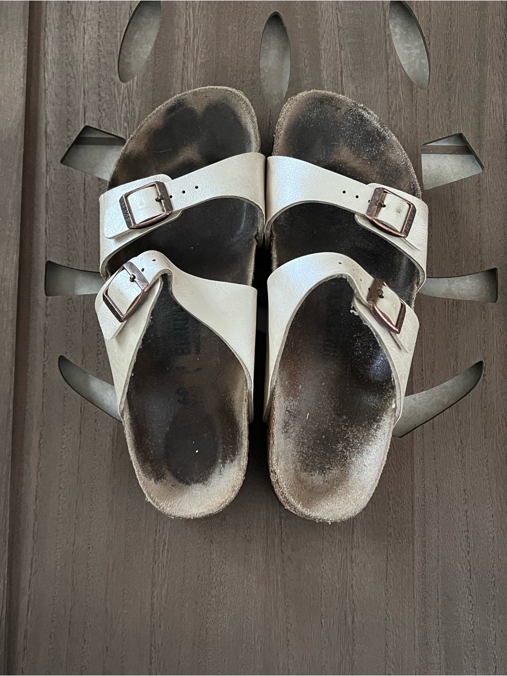 Birkenstock White Double-Strap Sandals with Buckles